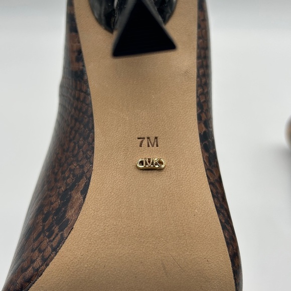Michael Kors Halle Mule Pumps | Serpent Leather Snake Print Heels | Size 7M NIB - Picture 11 of 13